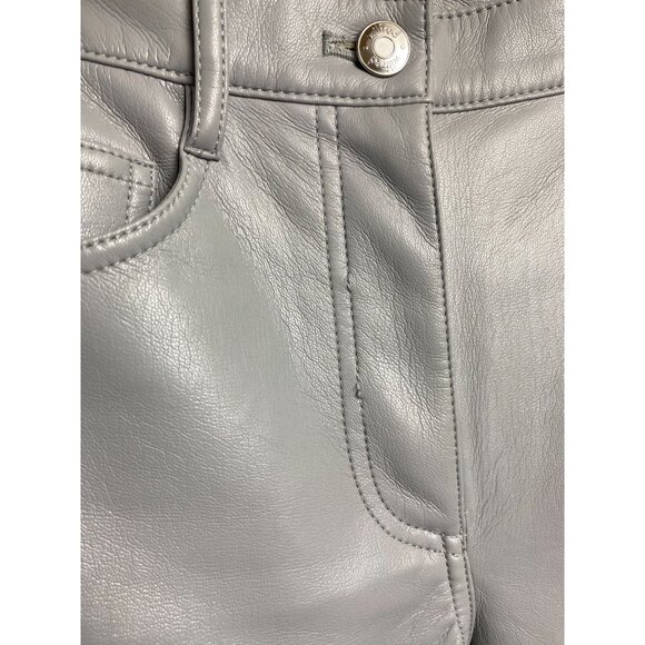 Aritzia Wilfred Gray Faux Leather Pants Women size 00 Straight Leg Moto Neutral - Picture 13 of 16
